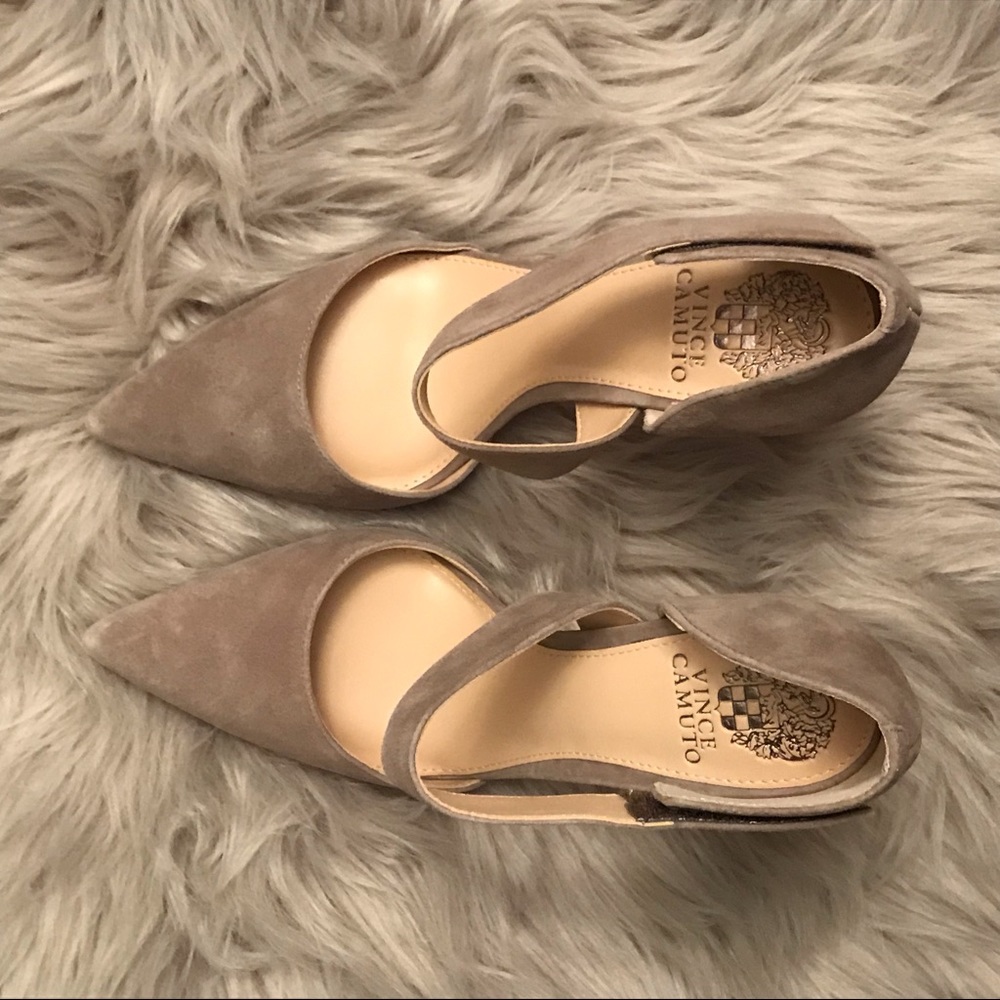 Vince Camuto strappy suede heels